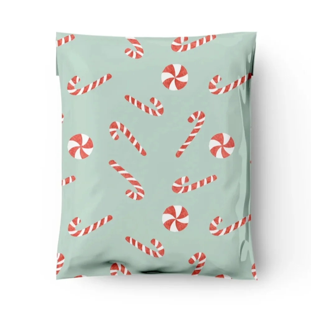 25 Candy Cane Poly Mailers